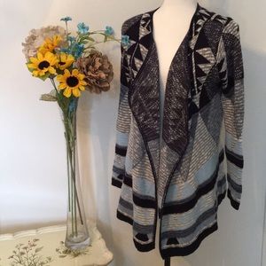 SOLD - Blue patterned cardigan. Size-Medium/large